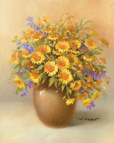 YELLOW BOUQUET Black Ornate Wood Framed Art Print with Double Matting by Weber, Max