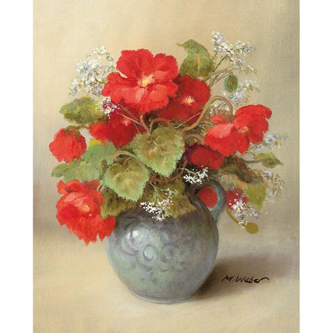 RED BOUQUET White Modern Wood Framed Art Print by Weber, Max