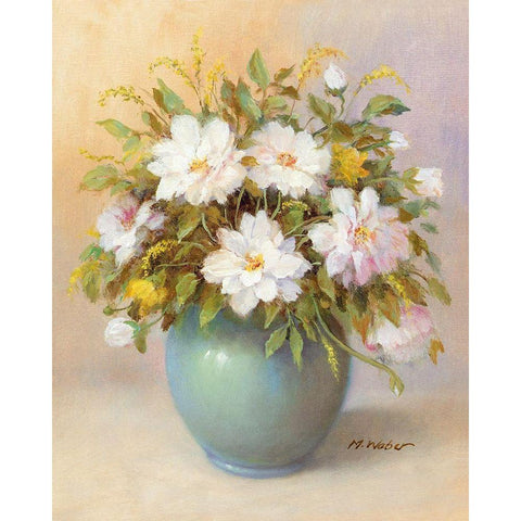 WHITE BOUQUET Gold Ornate Wood Framed Art Print with Double Matting by Weber, Max