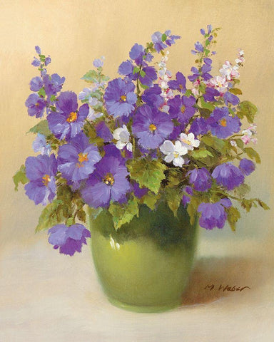 BLUE BOUQUET Black Ornate Wood Framed Art Print with Double Matting by Weber, Max