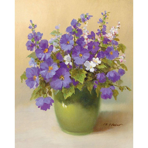 BLUE BOUQUET Black Modern Wood Framed Art Print by Weber, Max