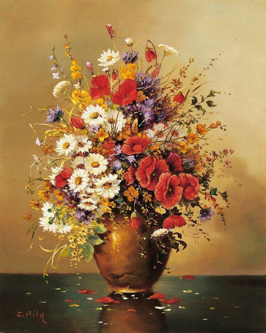 BOUQUET MUNICH SCHOOL II White Modern Wood Framed Art Print with Double Matting by Pila
