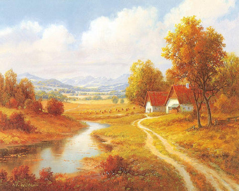 SEASONS White Modern Wood Framed Art Print with Double Matting by Weber, Max