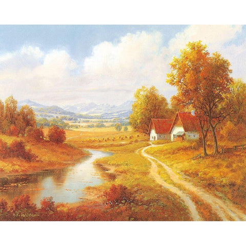 SEASONS White Modern Wood Framed Art Print by Weber, Max
