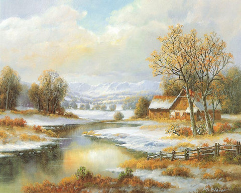SEASONS Black Ornate Wood Framed Art Print with Double Matting by Weber, Max