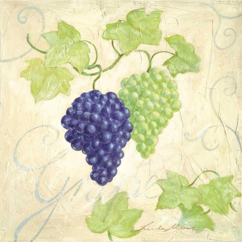 Grape Black Modern Wood Framed Art Print with Double Matting by Moore, Linda