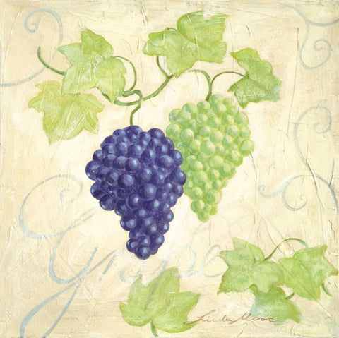 Grape White Modern Wood Framed Art Print with Double Matting by Moore, Linda