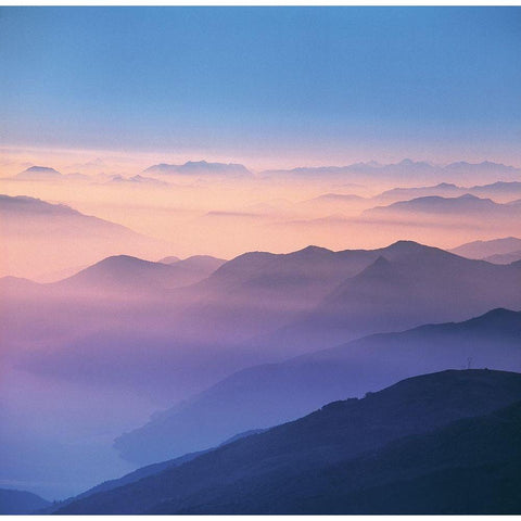 BLUE MOUNTAINS II Black Modern Wood Framed Art Print by Weissing, Gerd