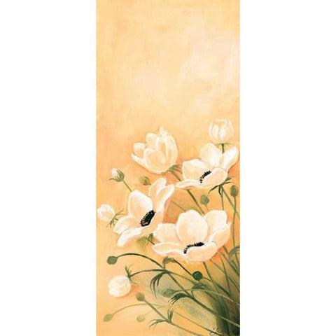 White poppies 1-3 Gold Ornate Wood Framed Art Print with Double Matting by Jasper