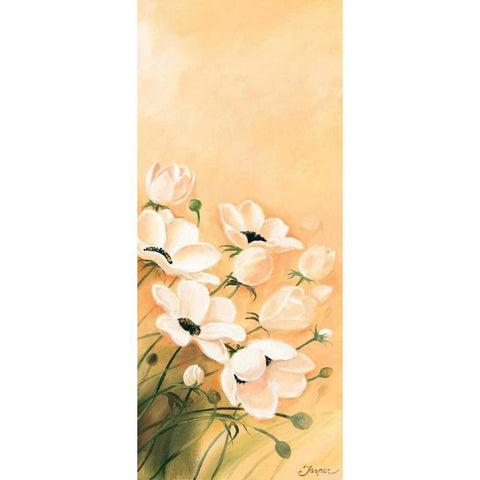 White poppies 3-3 White Modern Wood Framed Art Print by Jasper