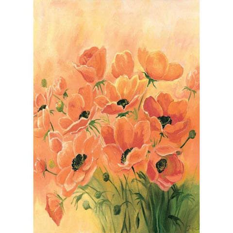 Red poppies 2-3 Gold Ornate Wood Framed Art Print with Double Matting by Jasper