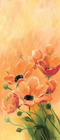 Red poppies 3-3 Black Ornate Wood Framed Art Print with Double Matting by Jasper