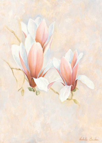 Magnolia 2-3 Black Ornate Wood Framed Art Print with Double Matting by Boucher, Nathalie