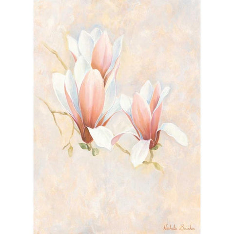 Magnolia 2-3 Gold Ornate Wood Framed Art Print with Double Matting by Boucher, Nathalie