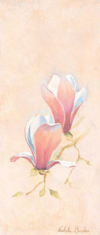 Magnolia 3-3 White Modern Wood Framed Art Print with Double Matting by Boucher, Nathalie