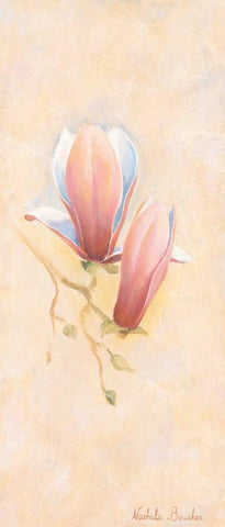 Pink magnolia 1-3 Black Ornate Wood Framed Art Print with Double Matting by Boucher, Nathalie