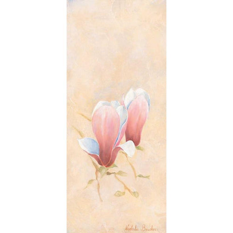 Pink magnolia 3-3 White Modern Wood Framed Art Print by Boucher, Nathalie