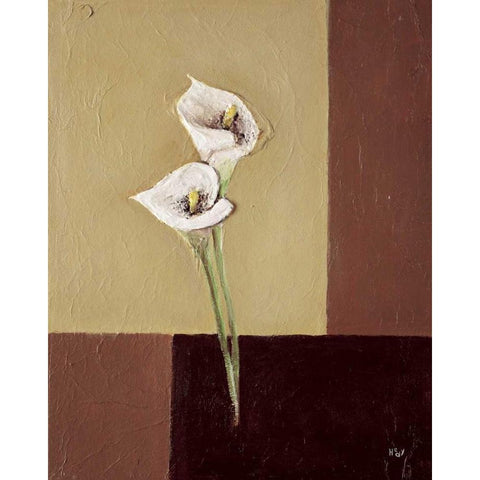 Calla lilly on brown Black Modern Wood Framed Art Print with Double Matting by Hedy