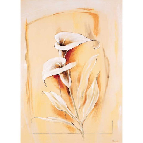 Calla lillies White Modern Wood Framed Art Print by Renee