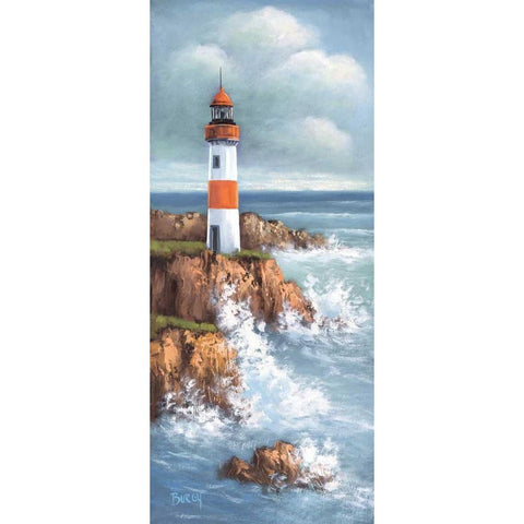 Lighthouse I Black Modern Wood Framed Art Print by Burgy