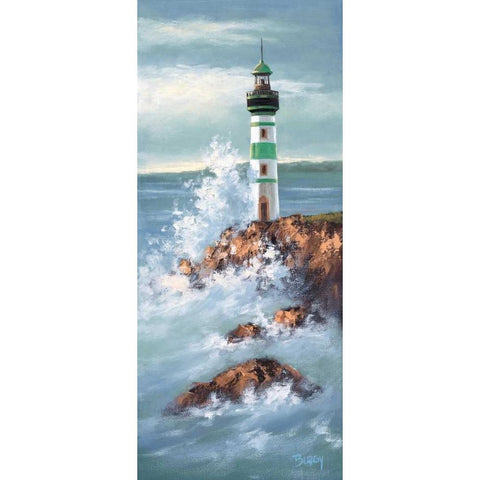 Lighthouse II White Modern Wood Framed Art Print by Burgy