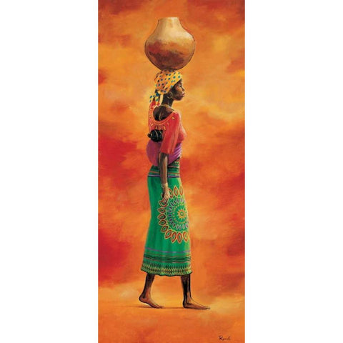 African lady 1-3 Black Modern Wood Framed Art Print with Double Matting by Renee