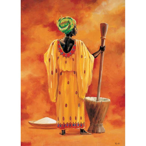 African lady 2-3 White Modern Wood Framed Art Print by Renee