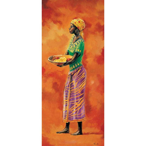 African lady 3-3 Black Modern Wood Framed Art Print with Double Matting by Renee