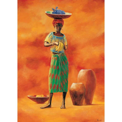 African beauty 2-3 Black Modern Wood Framed Art Print with Double Matting by Renee