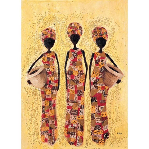 African ladies 2-3 White Modern Wood Framed Art Print by Hedy