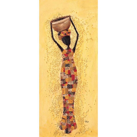 African ladies 3-3 Black Modern Wood Framed Art Print with Double Matting by Hedy