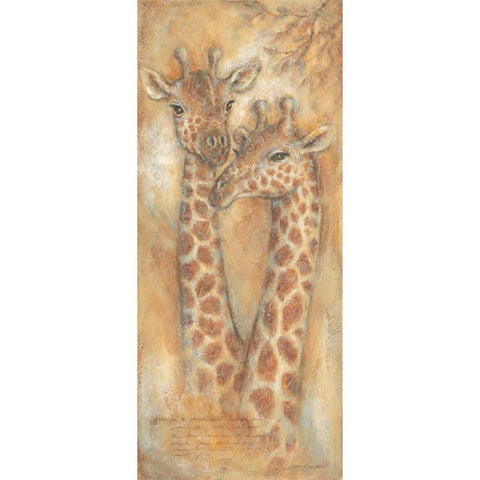 Giraffes watch White Modern Wood Framed Art Print by Kaufman, Judy
