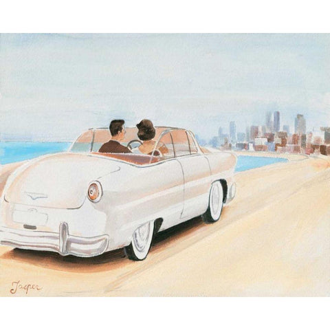 Pastel car I White Modern Wood Framed Art Print by Jasper