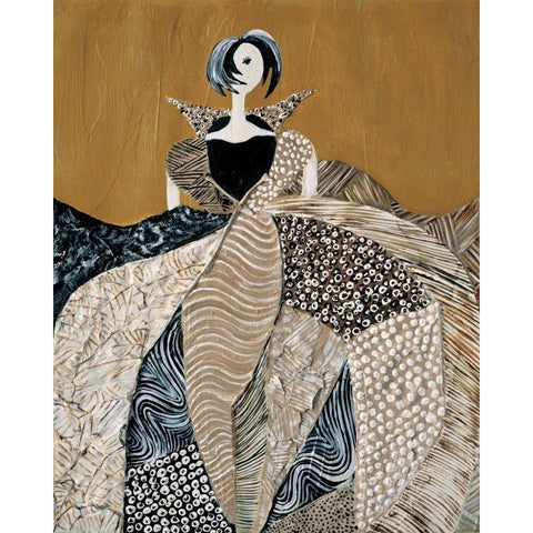 Fashion lady I Gold Ornate Wood Framed Art Print with Double Matting by Hedy