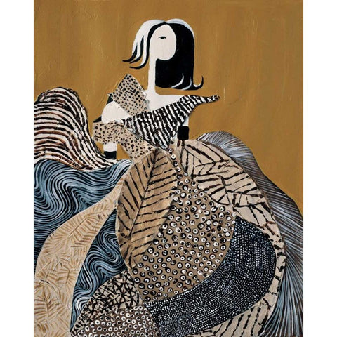 Fashion lady II Black Modern Wood Framed Art Print with Double Matting by Hedy