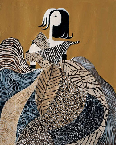 Fashion lady II White Modern Wood Framed Art Print with Double Matting by Hedy