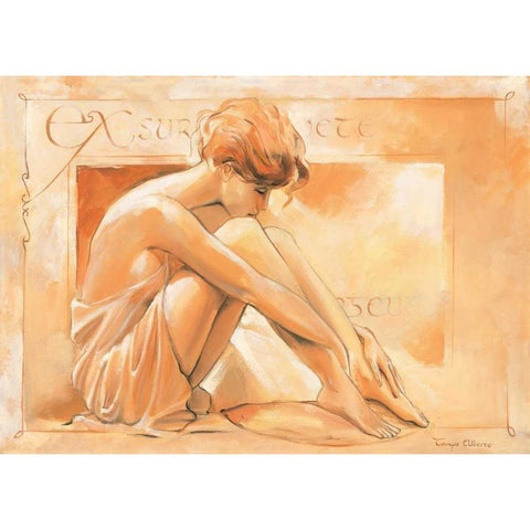 Sitting beauty Black Modern Wood Framed Art Print by Alberto, Tanya