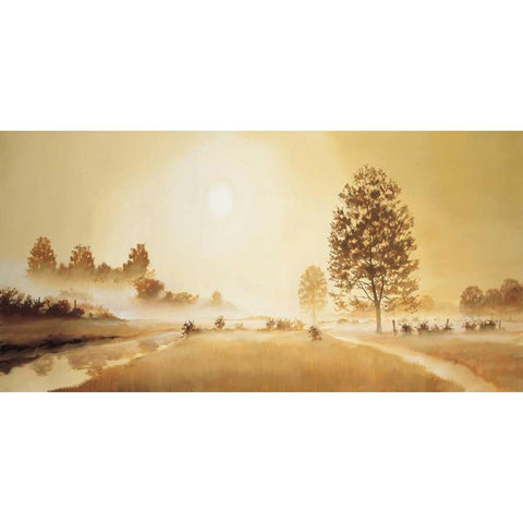 Misty landscape I White Modern Wood Framed Art Print by Nauts, Frans