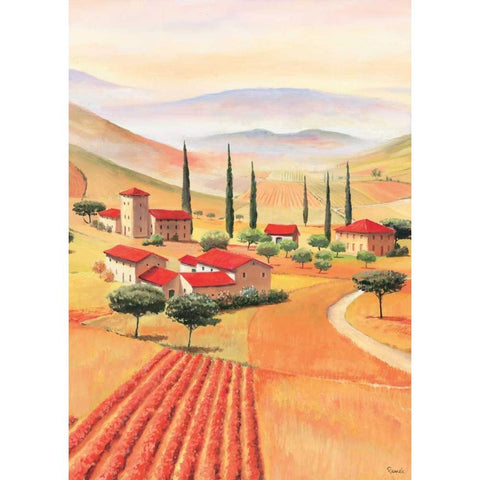 Tuscan Village II White Modern Wood Framed Art Print by Renee