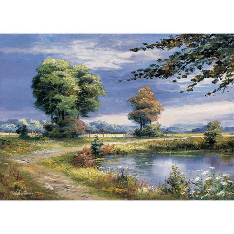 Beautiful lake White Modern Wood Framed Art Print by Withaar, Reint