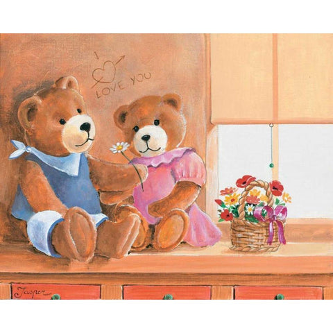 Mrs. And Mr. Bear I Gold Ornate Wood Framed Art Print with Double Matting by Jasper