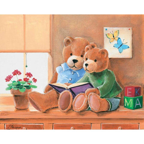 Mrs. And Mr. Bear II White Modern Wood Framed Art Print by Jasper