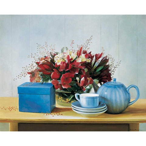 Stillife with teapot White Modern Wood Framed Art Print by Bradshaw, Zeke