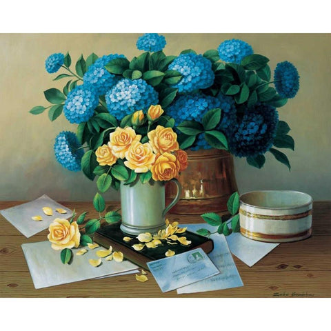 Hydrageas White Modern Wood Framed Art Print by Bradshaw, Zeke