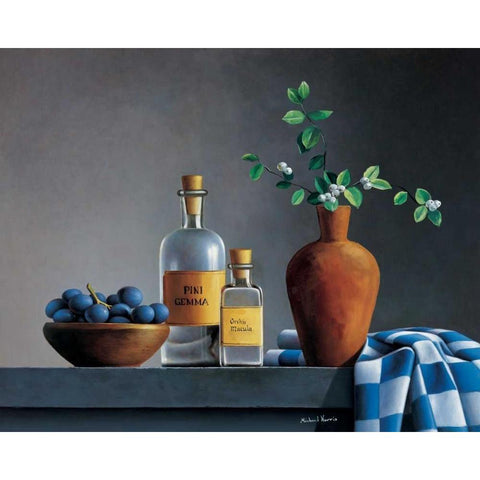 Stillife with bottles Black Modern Wood Framed Art Print by Harris, Michael