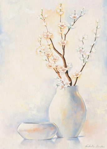 White vase I White Modern Wood Framed Art Print with Double Matting by Boucher, Nathalie