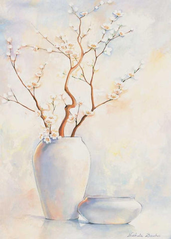 White vase II Black Ornate Wood Framed Art Print with Double Matting by Boucher, Nathalie