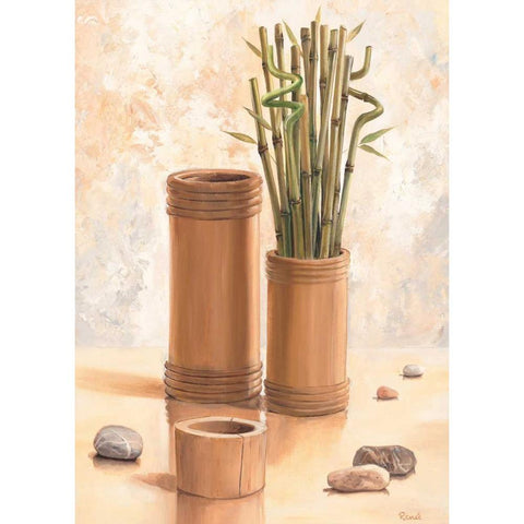 Zen bamboo I White Modern Wood Framed Art Print by Renee
