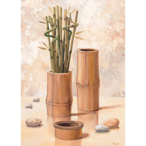 Zen bamboo II White Modern Wood Framed Art Print by Renee