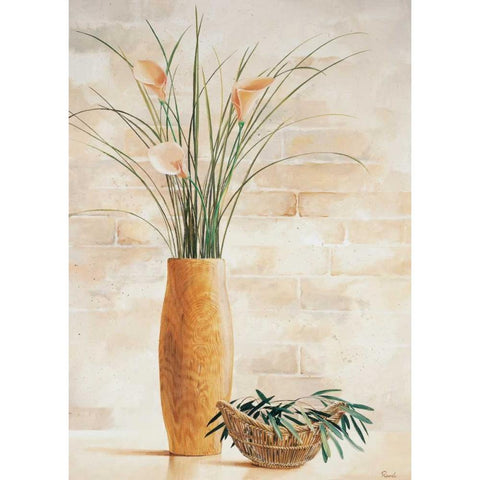 Grass in vase II Black Modern Wood Framed Art Print with Double Matting by Renee